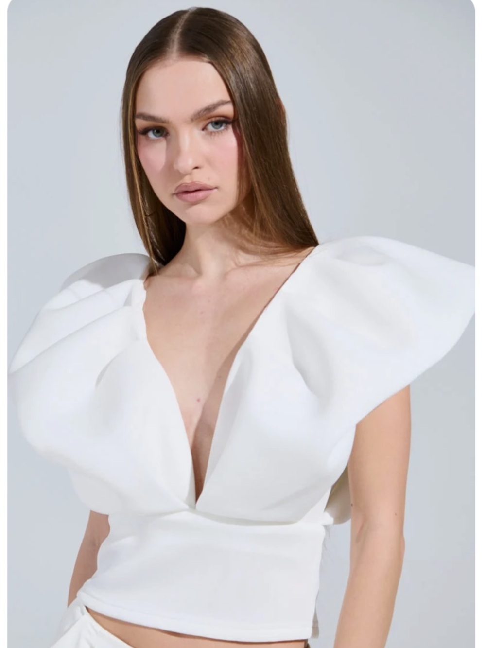 AKIRA Femme Energy Scuba Statement Blouse XLarge NWT